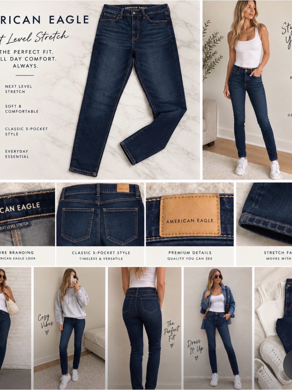 American Eagle Outfitters Women's Dark Indigo Skinny Jeans